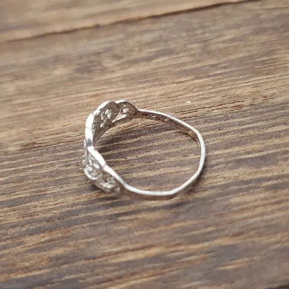 Size 6 R505 sterling silver heart filigree ring 925 stamp‎